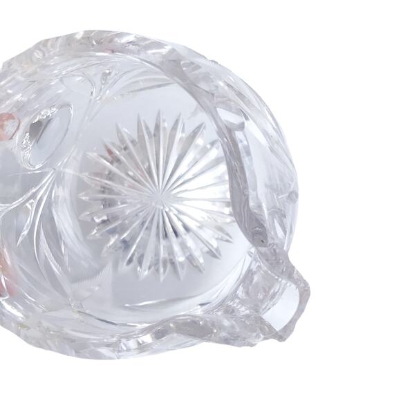 Vintage Cut Crystal Sugar Bowl Creamer Bowl Floral Star Etched Clear Glass MCM - Picture 6 of 14